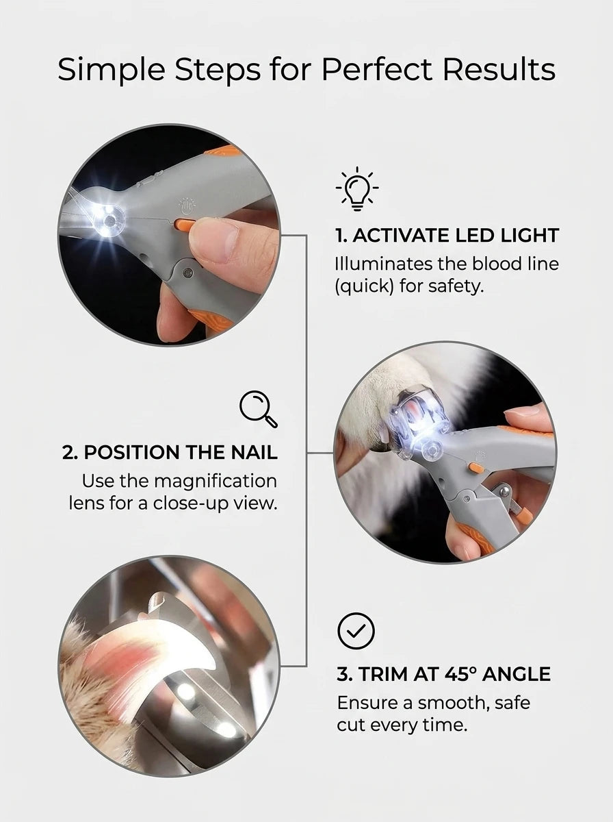 LED Pet Nail Clippers with Magnifier